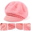 Women Casual Vintage Plush Skullcap Knitted Visor Beret Hat Beanie Hat