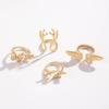 Personalized design gold butterfly antler ring Stylish and versatile bird wing opening ring four-piece set