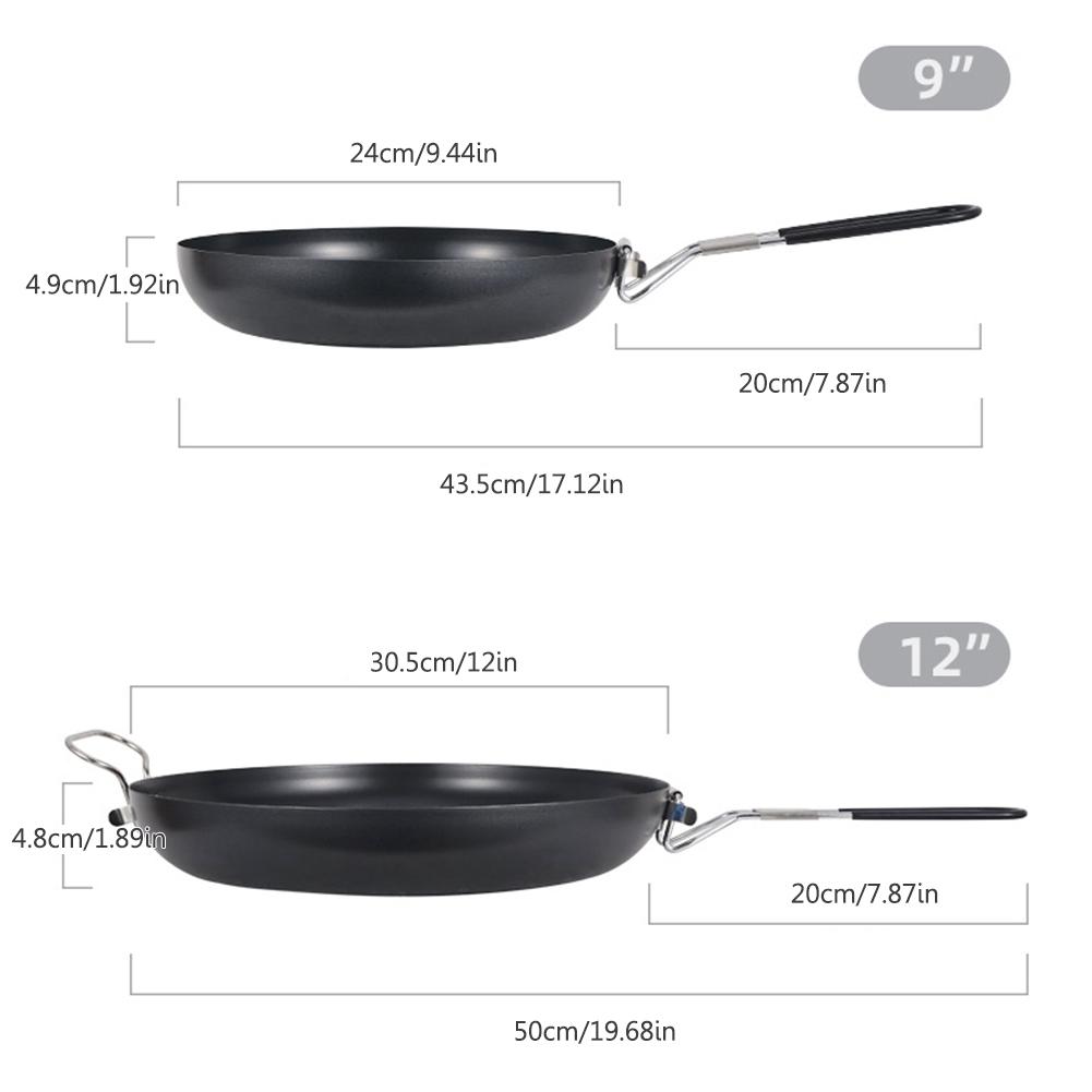 Tigaie antiaderentă, tigaie pliabilă pentru camping în aer liber, ustensile de gătit, lopată, polonic, tigaie cu acoperire rezistentă la zgârieturi, oală pentru drumeții, picnic