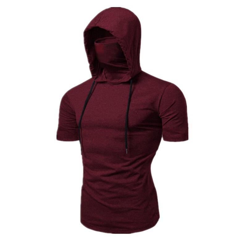 2023 Summer Men's Fashion Ninja Hooded Elastic T-Shirt with Mask