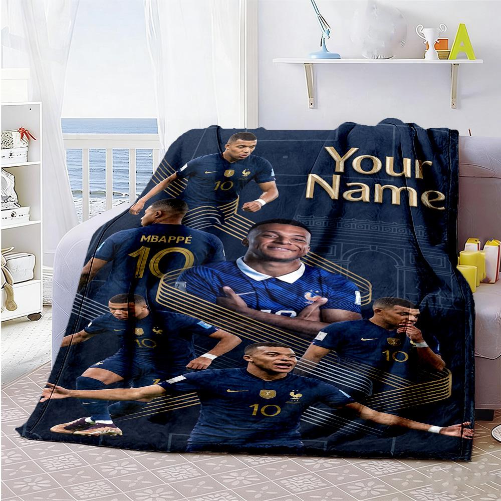 Couverture Personnalisée Mbappé Cadeau Couverture Personnalisable Douce Confortable Jeté Pour Sieste Fauteuil de Bureau Salon Décoration Intérieure Pour Toutes les Occasions