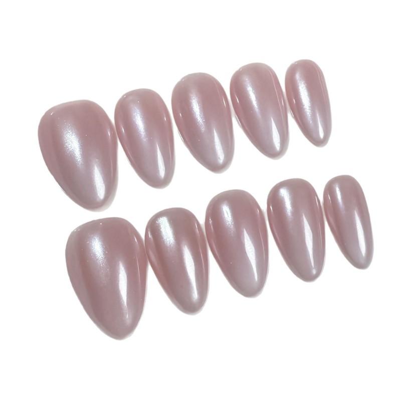 Short Almond Press-On Nails Pure Color Gradient Handmade Wearable Nail Tips Minimalist Fresh Style