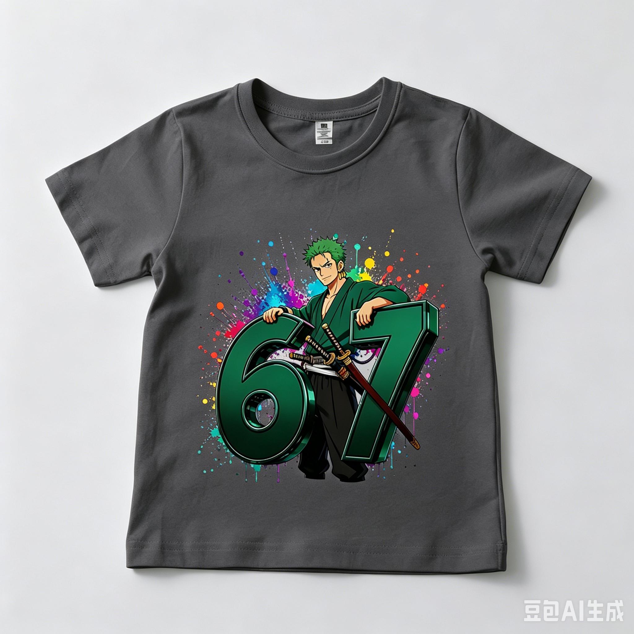 One Piece Roronoa Zoro 67 Print Kids Cotton T Shirt Casual Boys Girls Summer Top 100