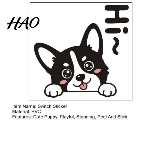 Decorative Puppy Switch Guards Cute Dog Decal, Cartoon Light Sticker, Waterproof Peel Bedroom Stickers And Stick Wall Sticker for Living Room Kitchen
