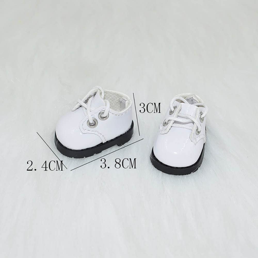 niannyyhouse 10cm Plush Leather Shoes, Cotton Doll Shoes, Shoe Length: Approx. 3.8cm, Dress-Up (Black + White)