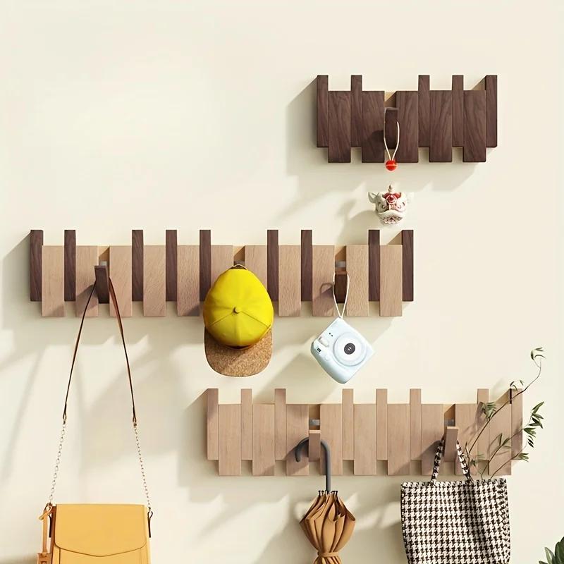 Wooden Coat Hanger No Drill Wall Hook Piano Key Design Clothes Rack for Dressing Room