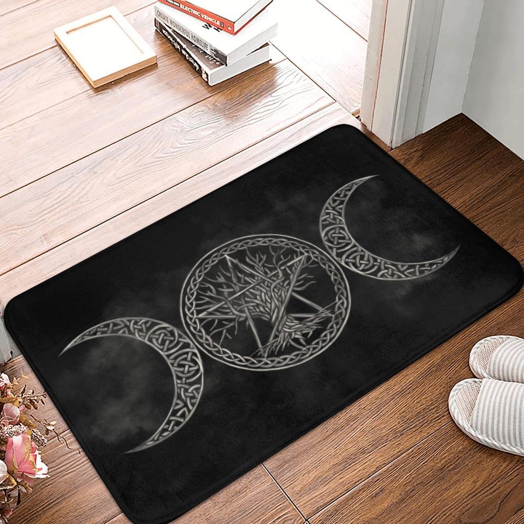 Triple Moon Goddess Doormat Mat Anti-Slip Pentagram Pagan Wiccan Kitchen Bath Balcony Rug Carpet 40*60cm