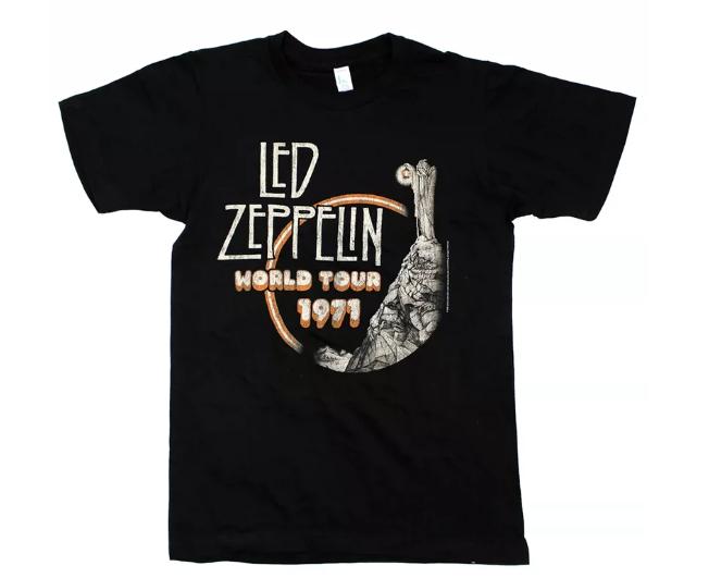 European-American style Led Zeppelin punk rock retro American streetwear men s T-shirt S разноцветный