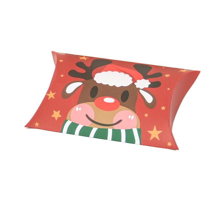 

European Christmas Candy Packaging Box, Christmas Pillow Box Packaging Happy Candy Carton 12 Colors
