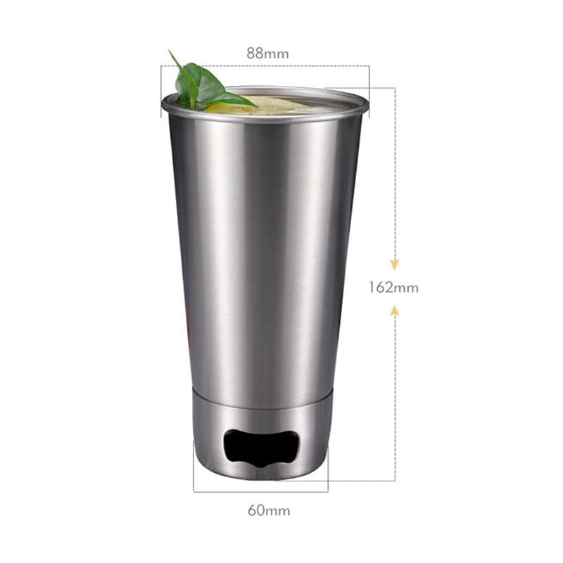 

500 мл Новая пивная кружка из нержавеющей стали с открывалкой для бутылок снизу, переносная кружка для кофе, чая, вина, стакан, кухонная посуда для напитков 500ml