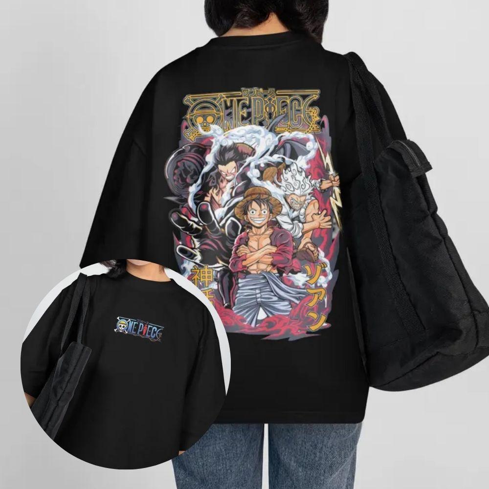 One Piece Anime T-Shirt Unisex Damen Baumwolle Kurzarm T-Shirts Sommer Luffy Zoro Sanji Grafikdruck Streetwear Lässig Yk