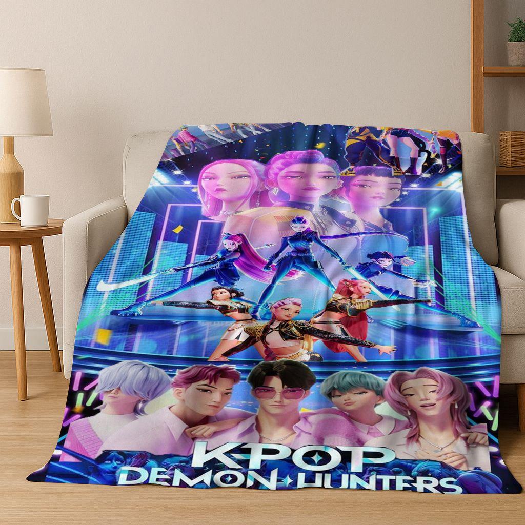 26 Stil Neue KPOP Dämonenjäger Rumi Mira Zoey Cartoon Flanell Decke, Gemütliche Weiche Überwurfdecke für Zuhause Schlafzimmer Bett Sofa Abdeckung