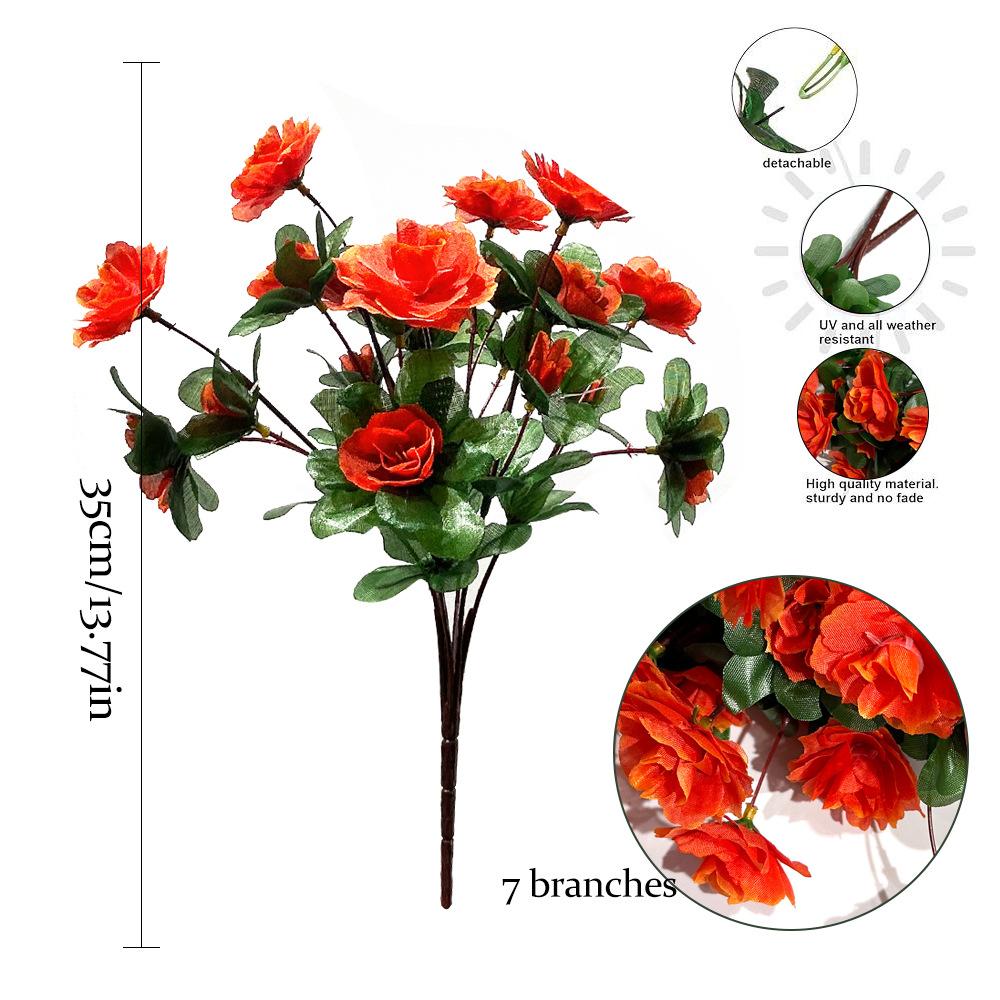 

2PCS/1set Outdoor Fall Artificial Red Azalea High Quality Flowers Bushes UV Resistant Decor Fake Flowers Home Decorations Small 2pcs оранжевый