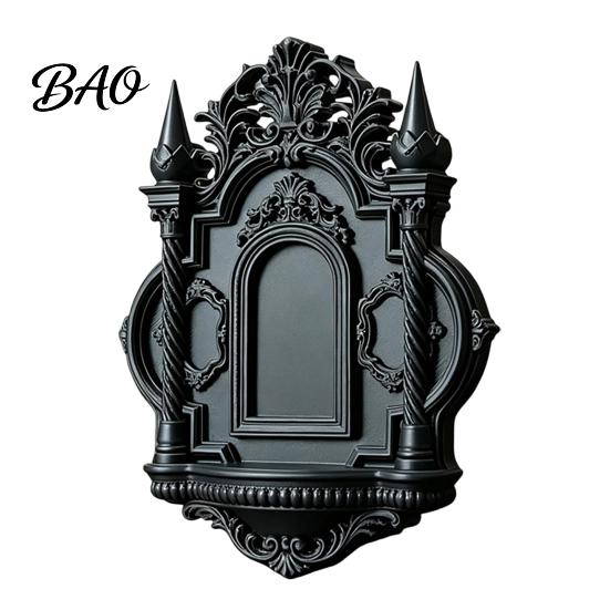 Gothic Bedroom Decor Wall Shelf, Vintage Floating Shelf for And Living Room, Matte Black Pointed Arch Decorative Wall-Mounted Display Rack with