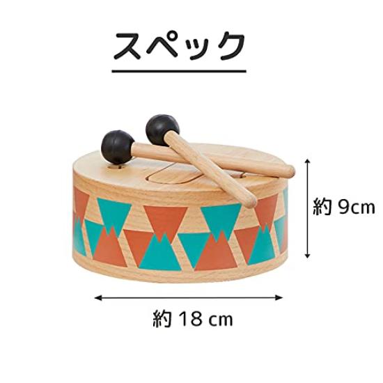 Edutē I‘M Toy Klassische Trommel, Holzspielzeug, Musikinstrument, Trommel, Trommel, Geschenk zum 1. und 2. Geburtstag für Jungen und Mädchen, inkl. Pflegeanleitung