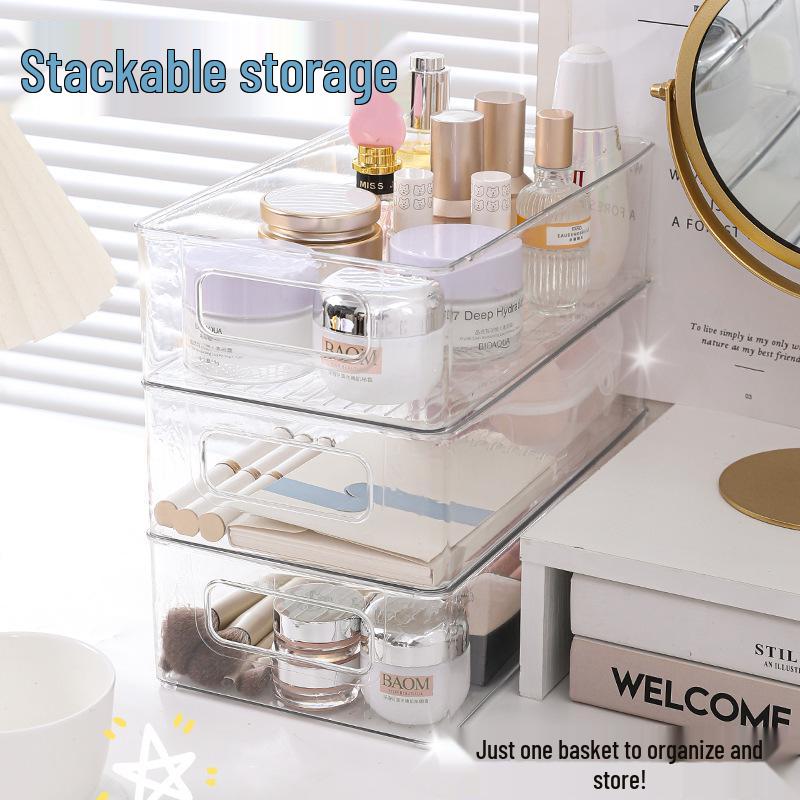 Glacier Pattern Luxury Cosmetics Storage Box with Handle - Bathroom Desktop Organizer