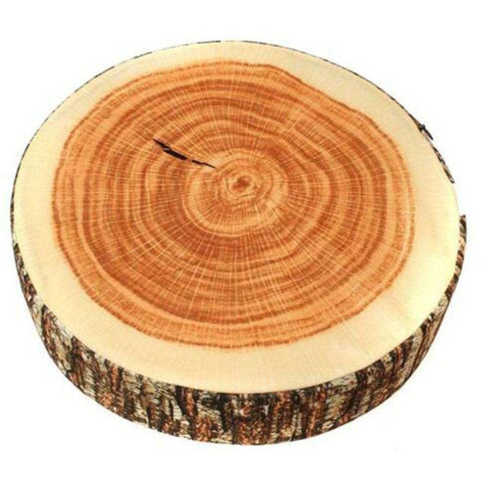 Material Tree Log Pillow Soft Texture PP Cotton Filled Stump Cushion Realistic Wood Grain Round Floor Cushion For Women