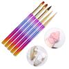 5pcs Nail Art Metal Handle Acrylic UV Gel Extension Builder Petal Flower Painting Drawing Brush Manicure Tools