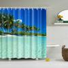 Blue Sky Beach Shower Curtain Modern Scenery Print Bathroom 3D Blackout Curtain Large 180x200cm for Bathroom