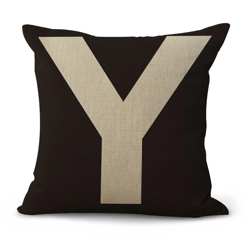 Simple Pure Color English Alphabet throw pillow cover with short plush print for living room sofa decoration cushion cover
