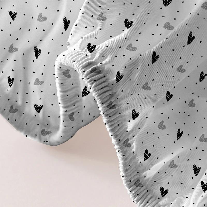 Piece 1 Of White Heart Patterned Frosted Bedsheet, Bedroom Printed Bedspread, Bedding Excluding Pillowcases