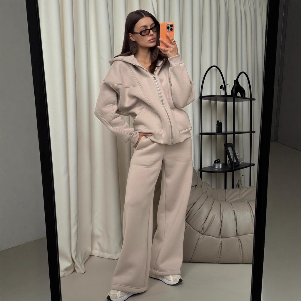 European and American Casual Suit American Autumn and Winter Cardigan Sports Women's Clothing Fashion Street Style Long-sleeved Jacket Trousers Two-