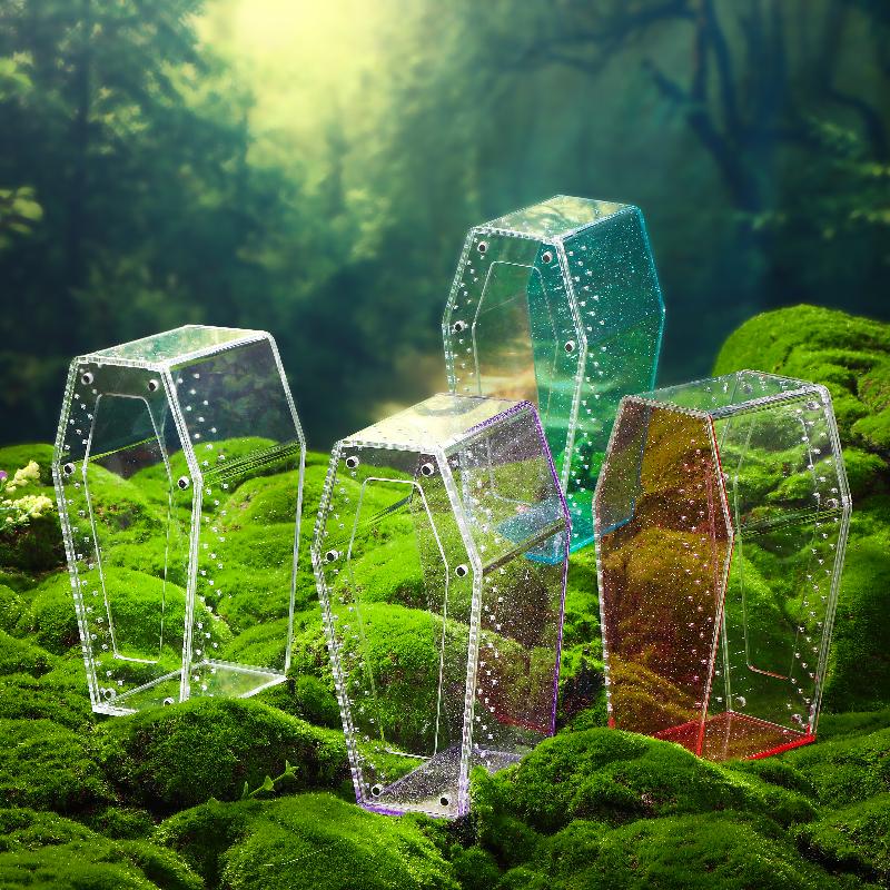 Acrylic Transparent Reptile Enclosure Insect Spider Lizard Feeding Cage Reptile Breeding Box Ventilation Arboreal Enclosure Case