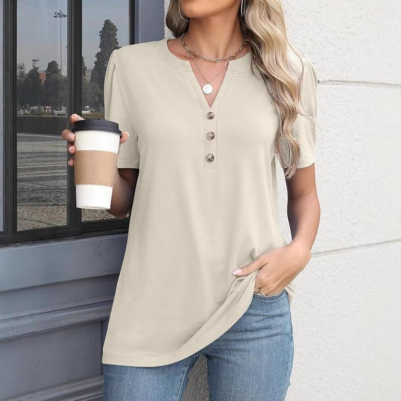 Womens Summer Tops Short Sleeve Shirts Business Casual Outfits Trendy Fashion Beach Vacation Clothes 2025