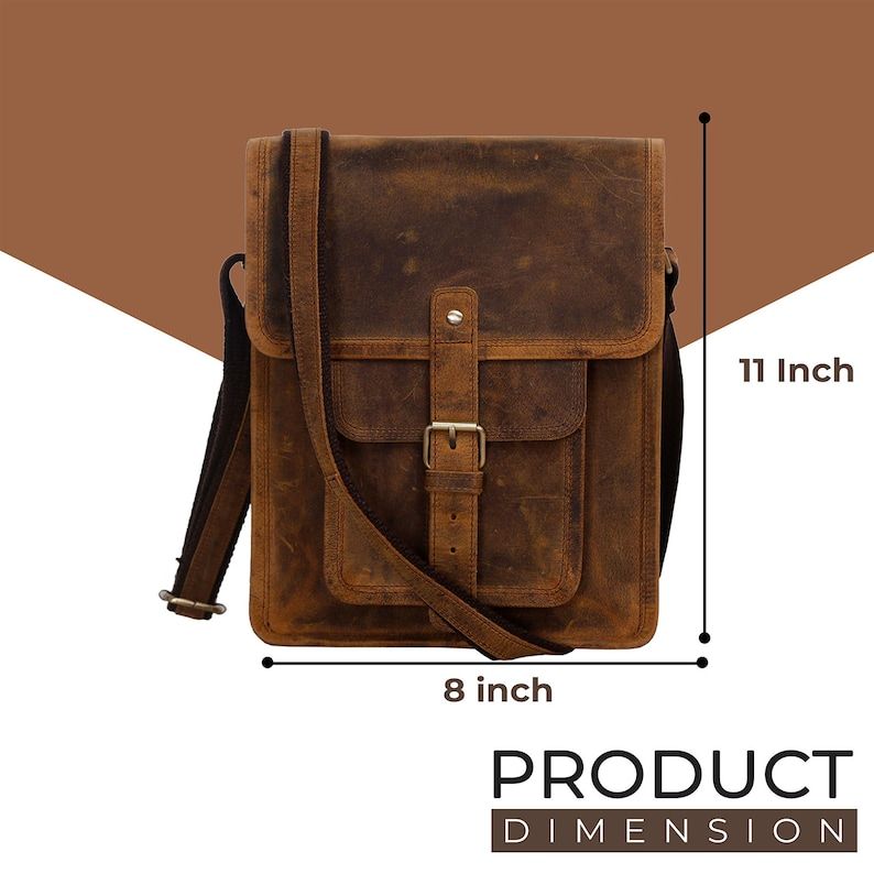 Leather Sturdy Leather Satchel iPad Messenger Bag for Men and Women