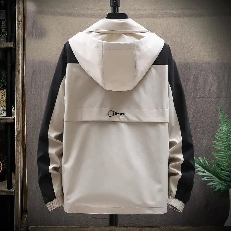 Wiosenna kurtka męska w dużych rozmiarach Butik z kapturem Miękka i wygodna parka Dorywczo luźna odzież robocza