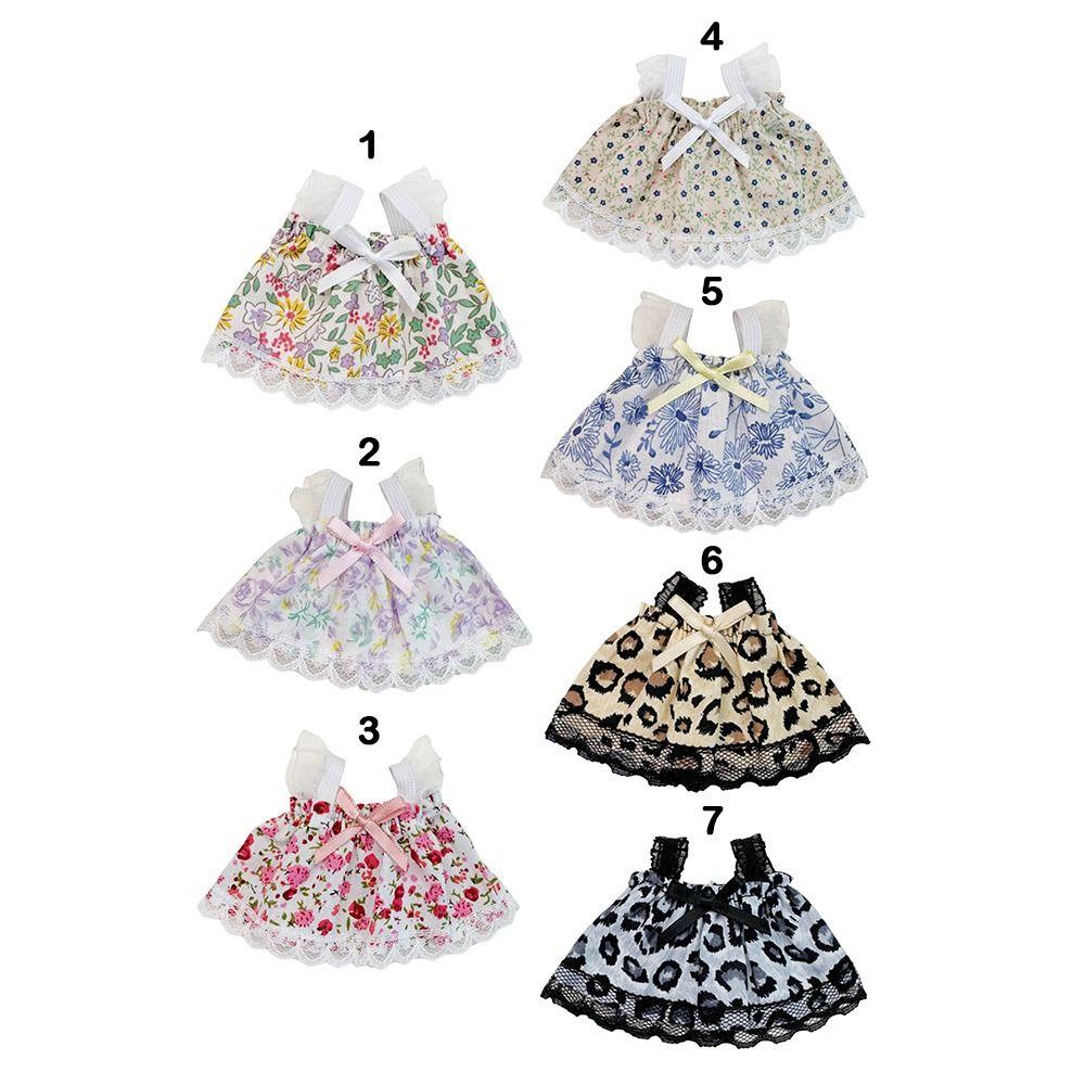 Fashion Dolls Lovely Clothes Cute Lace Floral Princess Dress 7 Colors with Bow for 11~11cm Cotton Dolls