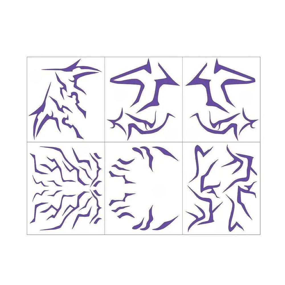 

временные татуировки, яркий фиолетовый макияж молнии для косплея, водостойкие наклейки для лица