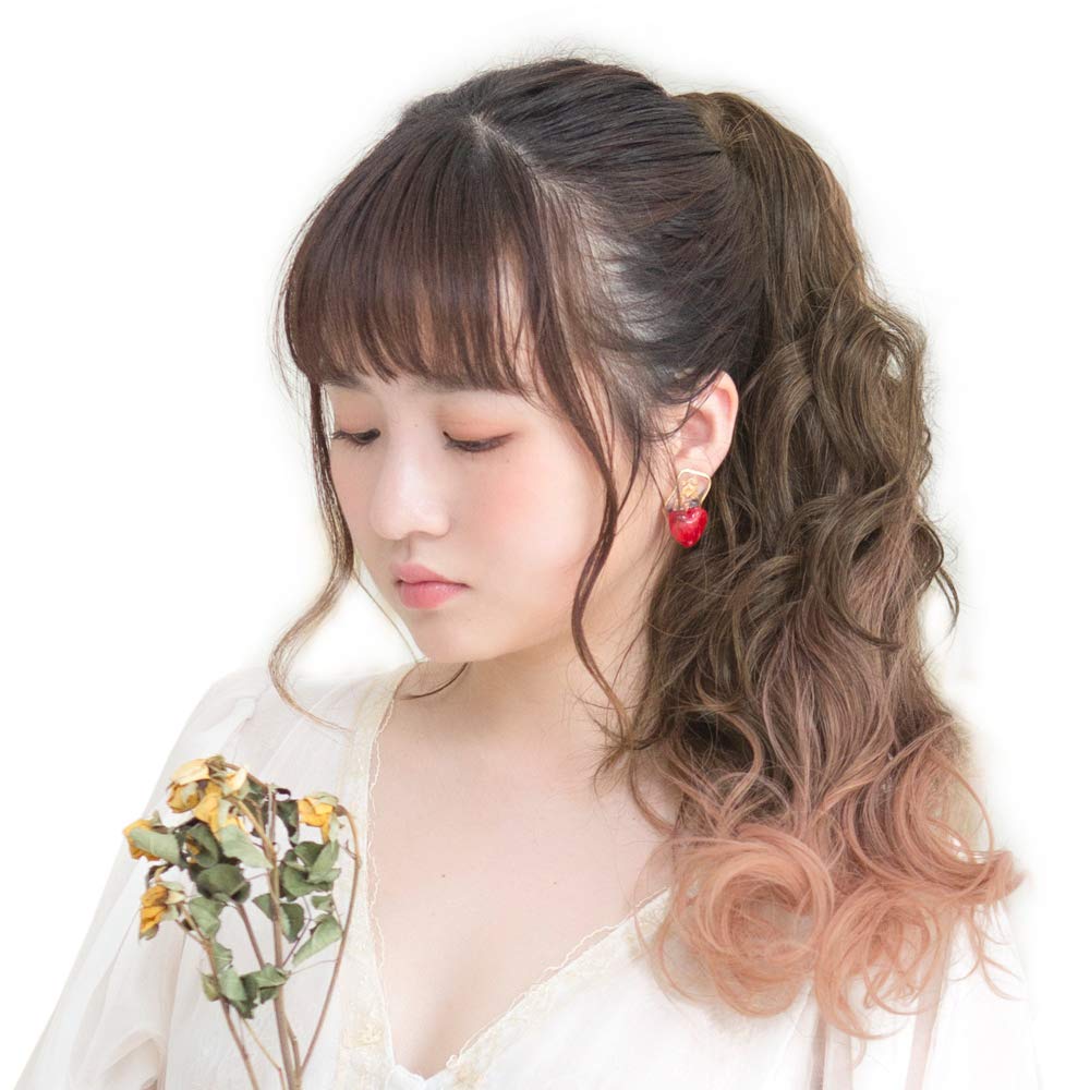 Wig Gradient Ponytail Long Wave Wig Extensions [Brightlara] Two-tone One-touch cy73x-K-PK