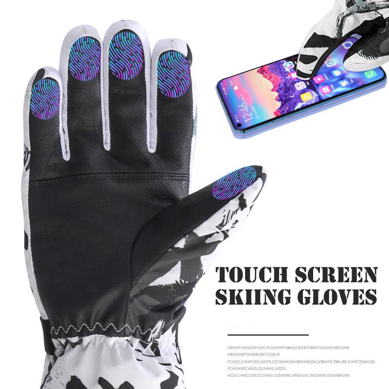 Thermal Ski Gloves Men Women Winter Fleece Waterproof Warm Snowboard Snow Gloves 5 Fingers Touch Screen for Skiing Riding