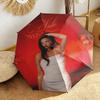 1pc Ayliva Exquisite Poster Art Umbrella Portable Folding Umbrella Iron Frame Hole Bone Structure Outdoor Home Umbrella