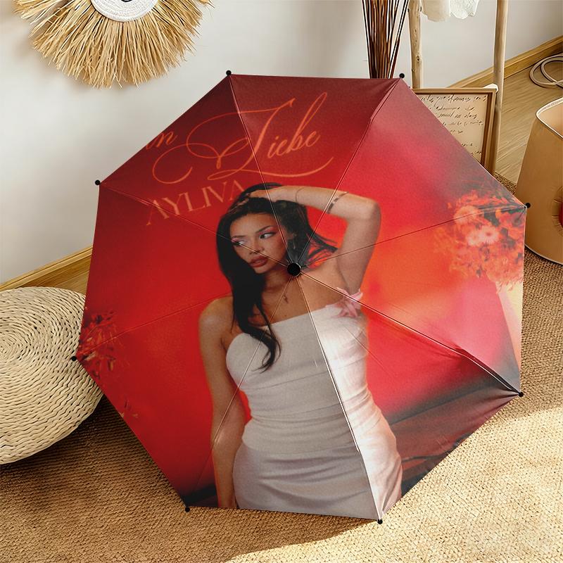 1pc Ayliva Exquisite Poster Art Umbrella Portable Folding Umbrella Iron Frame Hole Bone Structure Outdoor Home Umbrella