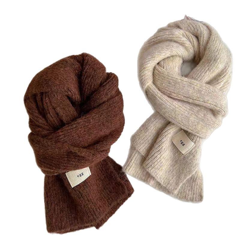 Korean egg containing wool scarf women's winter soft waxy wool knitted warm thickened scarf student ins tide