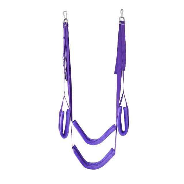 Mykt materiale Sex Swing Erotiske leker med stropp Sele Tau Kjærlighetsmøbler med metallslynge for Bdsm Fetish Bondage Sexstilling