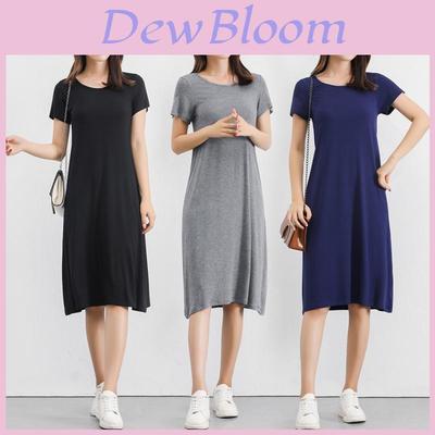 Plus Size Women's Summer Modal Short Sleeve Long T-shirt Casual Dress For Effortless Style