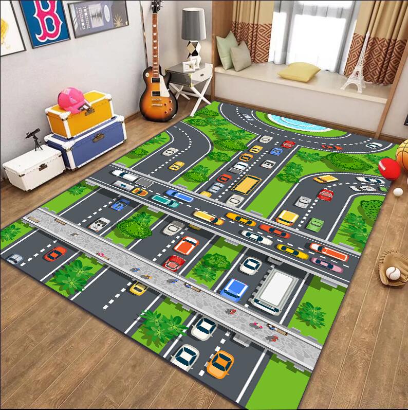 Children's Traffic Road Play Mat - Thick, Wear-Resistant Carpet for Kindergarten, Bedroom, or Living Room