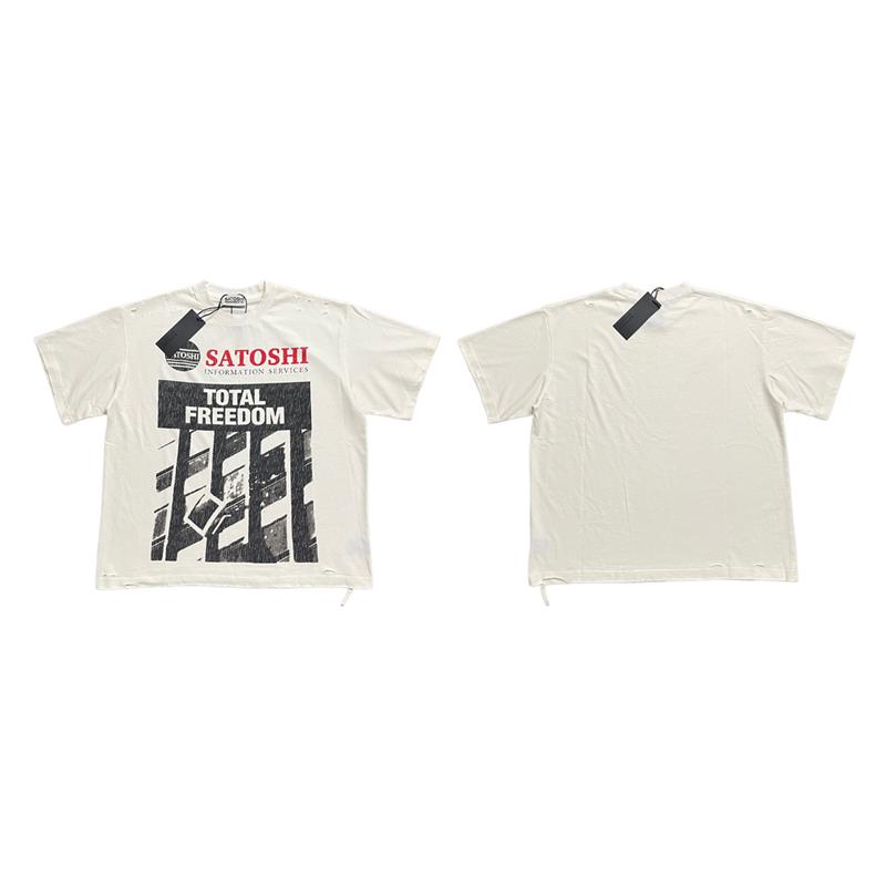 Summer SN Vintage Washed Print Loose Round Neck Oversize Short Sleeved High Street Casual Cotton Loose Comfortable Men T-shirt