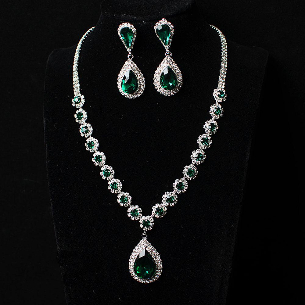 Geometrický křišťálový náhrdelník s kapkou vody a sada šperků