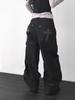 Y2K Retro High Street Hip Hop Cross Pattern Denim Pants