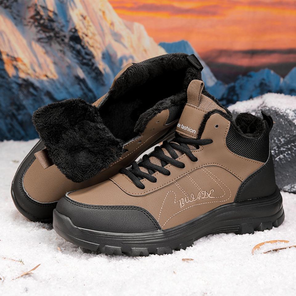 Brand Winter Men's Boots Thick Plush Warm Men Snow Boots Soft Sneakers Non-Slip Men Ankle Boots Outdoor Lightweight Hiking Boots