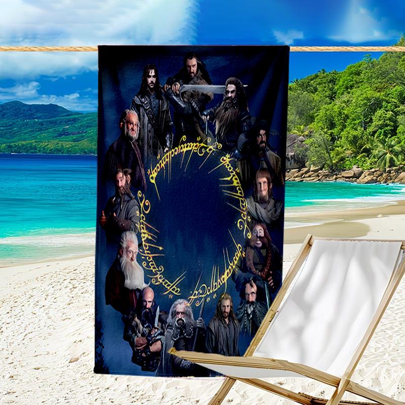 proof beach towel with a The Lord of the Rings pattern - soft,absorbent,quick-drying,machine washable - perfect for swimming,camping,bathing