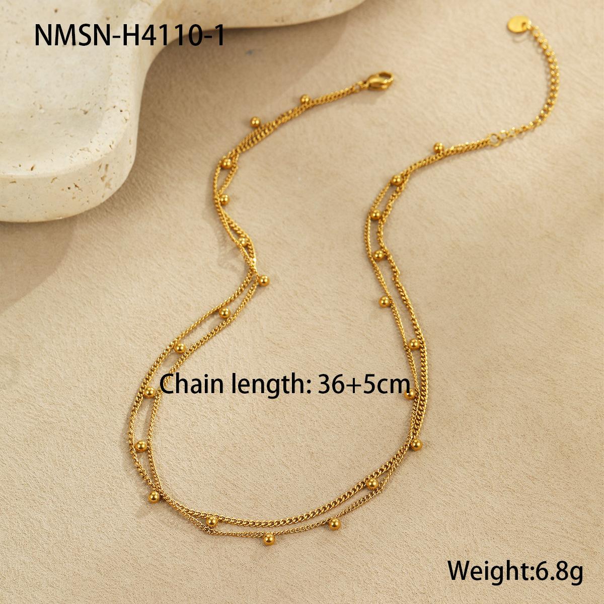 GEMCHIC Women s Layered Gold Stainless Steel Beaded Chain Necklace with Heart Pendant