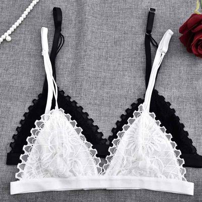 Dünne Sexy Spitzen-BHs Hautfreundlich Mädchen Verstellbar Atmungsaktiv Schwarz und Weiß Damen Bikini Unterwäsche EMA