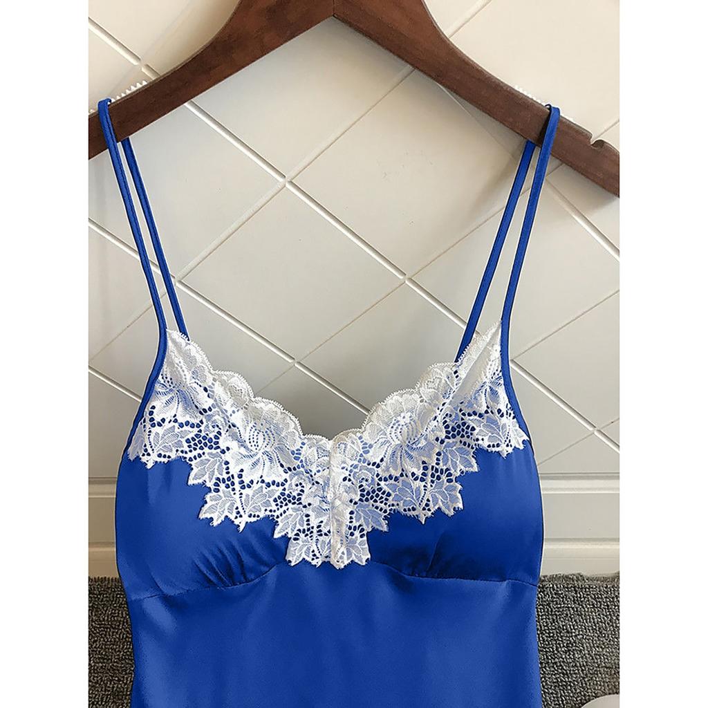 Women's Elegant Satin Nightgown with Lace Trim, Adjustable Straps, Comfortable Sleepwear, Perfect for Night and Lounge
