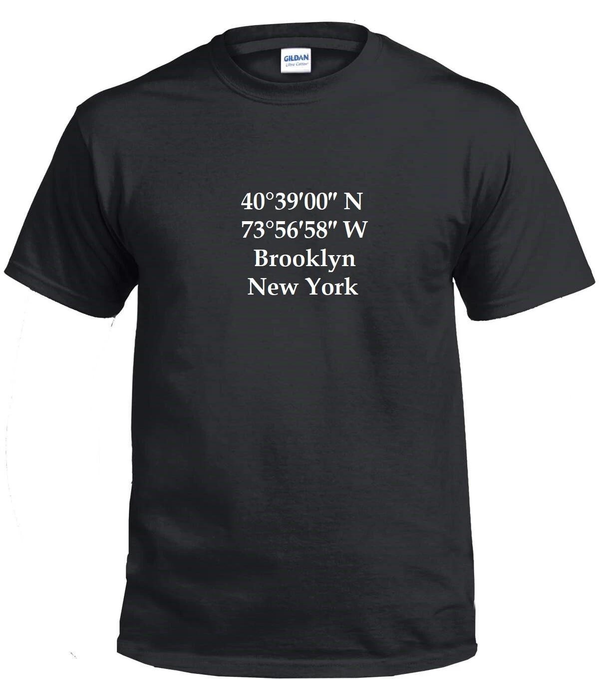 Бруклин Нью-Йорк Долгота широта Координаты GPS Футболка Местный коренной житель 2XL