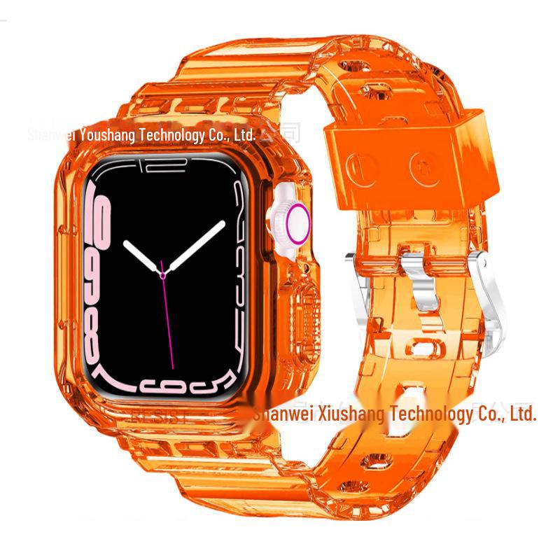 

Ремешок из силикона TPU Glacier для Apple Watch 7/8 — прозрачный дизайн 40/41 dial оранжевый/прозрачный